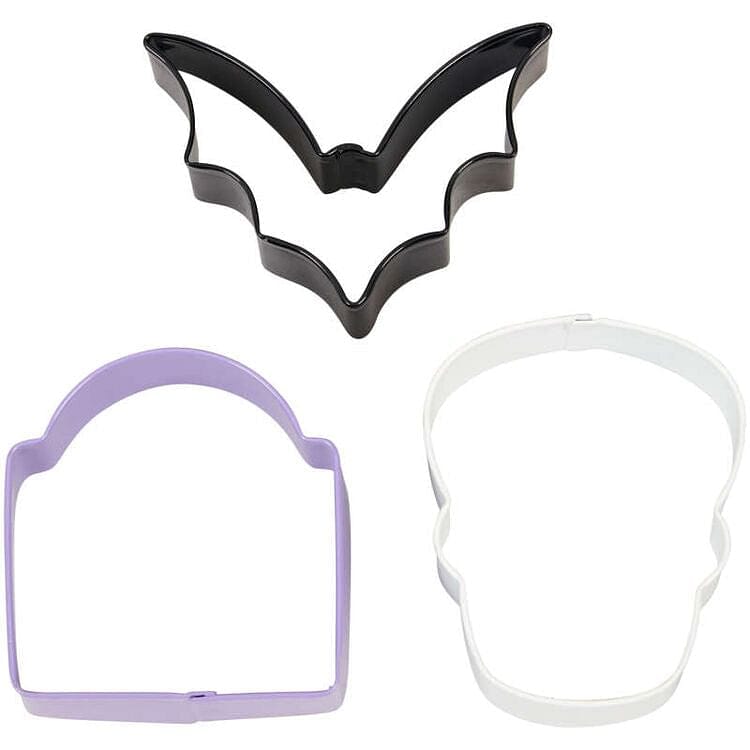 Bat, Tombstone and Skull Halloween Cookie Cutter Set - 3 Piece - Shelburne Country Store