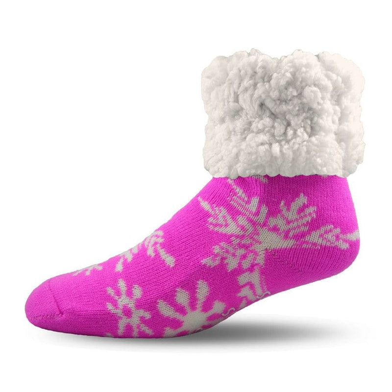 Extra Fuzzy Slipper Socks - Snowflake - Pink - Shelburne Country Store