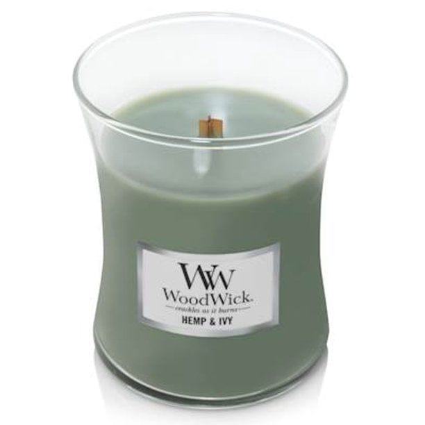 Woodwick Crackling  Medium Candle ‑ Hemp and Ivy Scented Jar Candle - Shelburne Country Store
