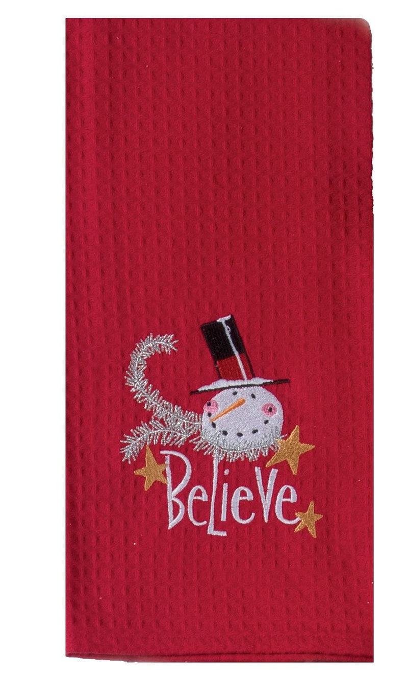 Believe Snowman Embroidered Towel - Shelburne Country Store