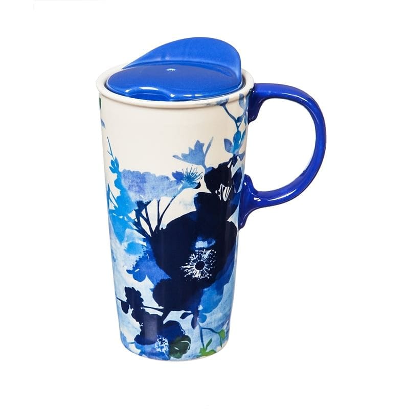 Blue Floral Travel Latte Cup - Shelburne Country Store