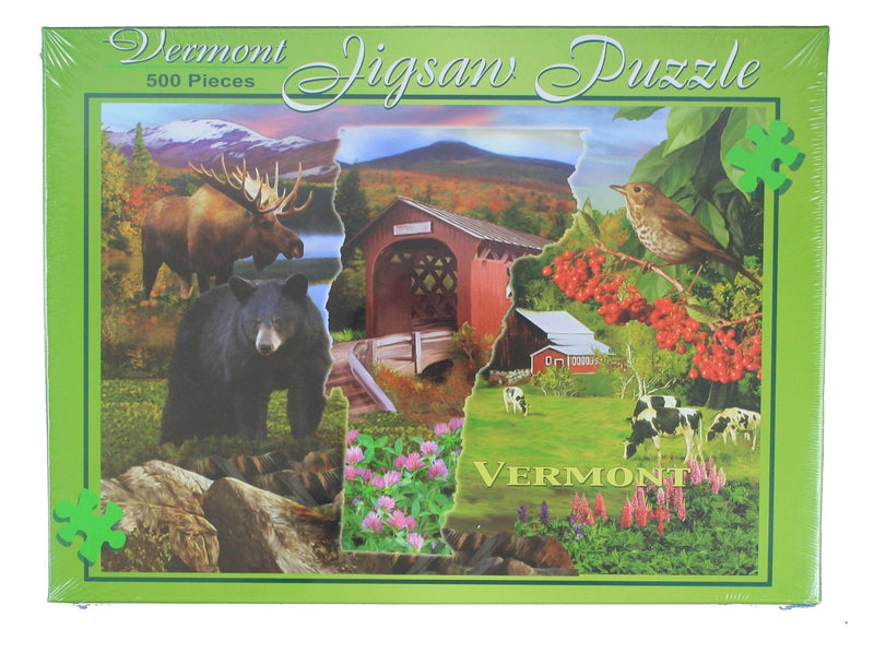 500 Piece Vermont State Outline with Scenery Puzzle - Shelburne Country Store