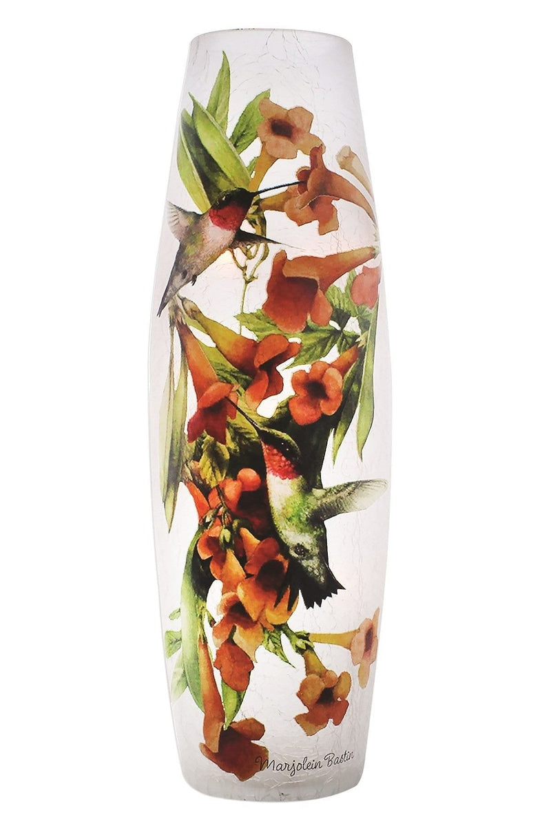 Hummingbirds in Trumpet Vine Lighted Vase - 4x4x11.75 - Shelburne Country Store
