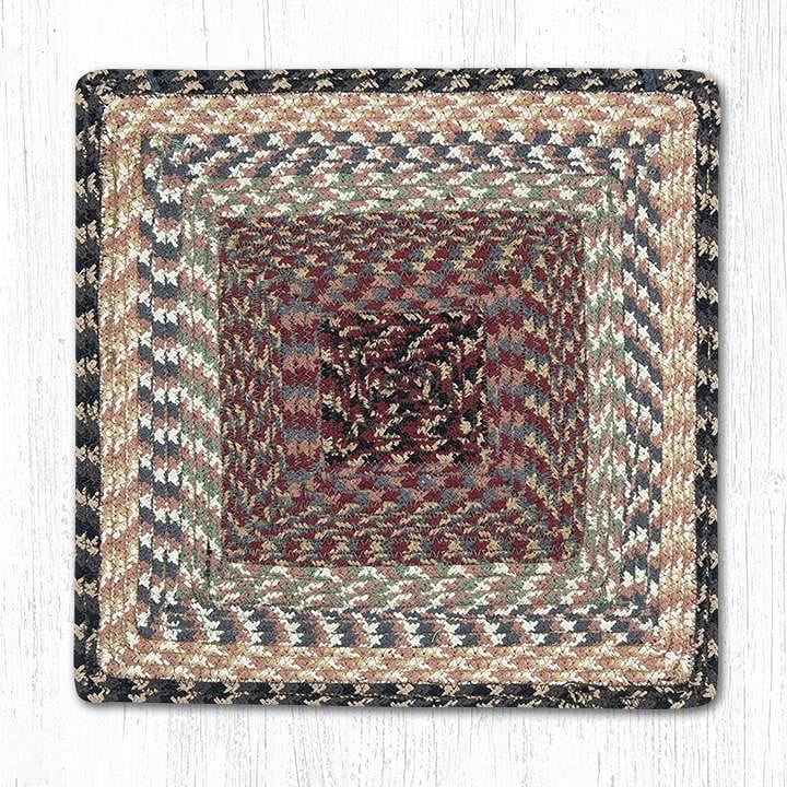 Braided Square Chair Pad - Burgundy/Gray/Cream - Shelburne Country Store
