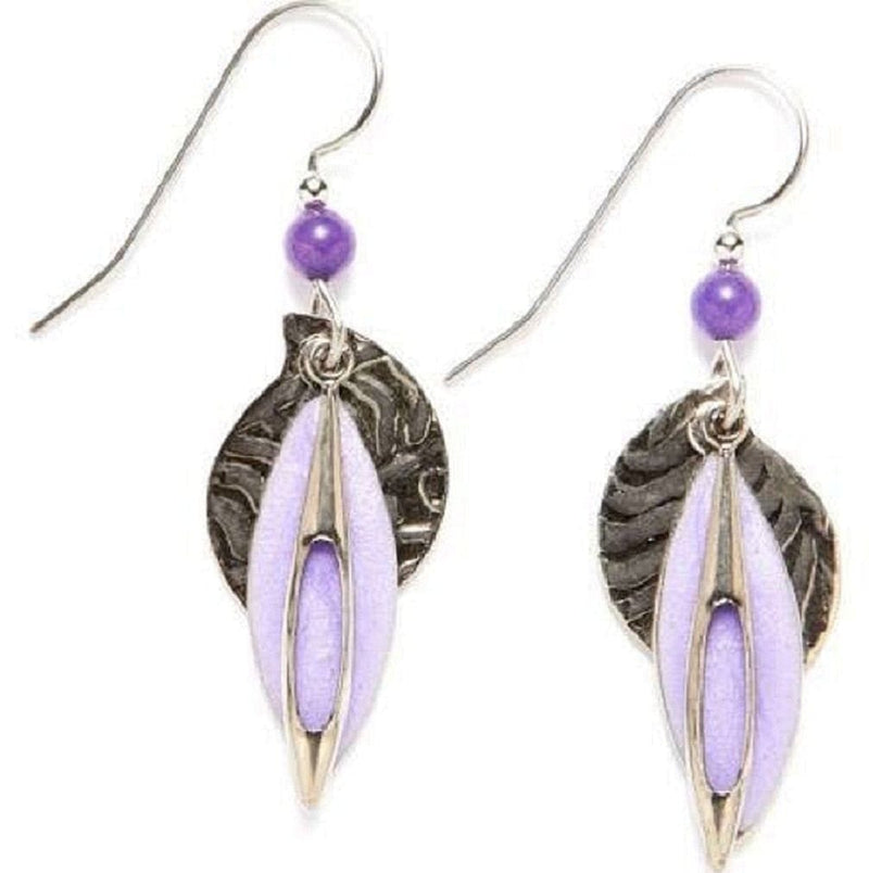 Purple Silvertone Dangle Earrings - Shelburne Country Store