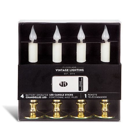 Battery-Operated LED Gold Base Candlesticks with Remote - 4 Pack - Shelburne Country Store