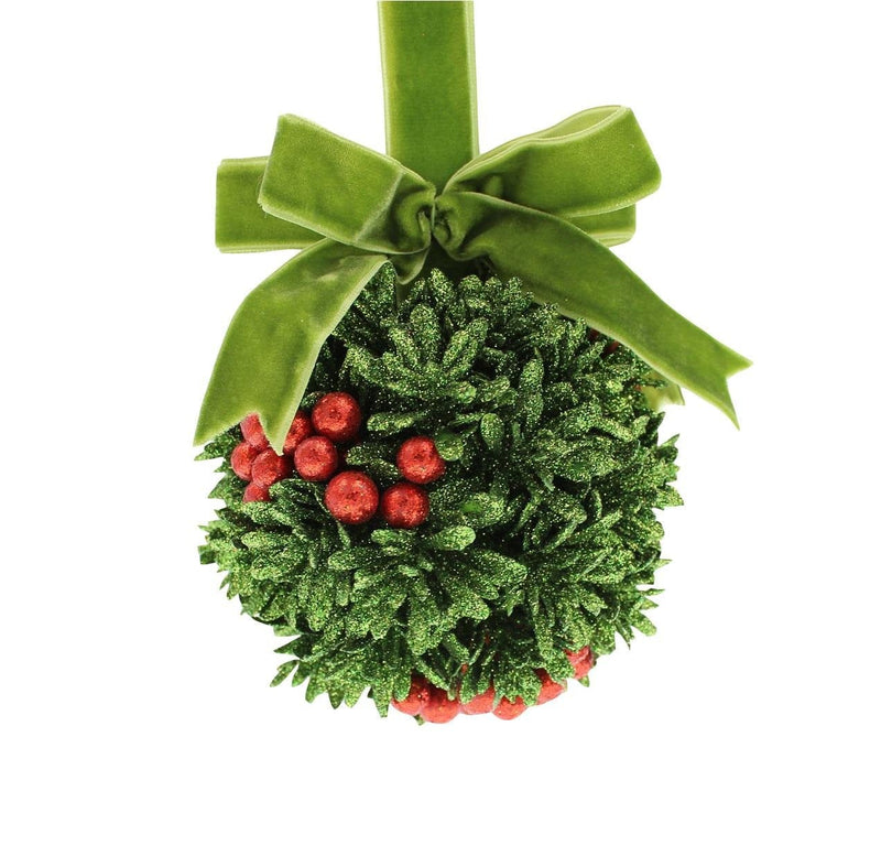 100mm Christmas Kissing Ball with Ribbon - Green - Shelburne Country Store