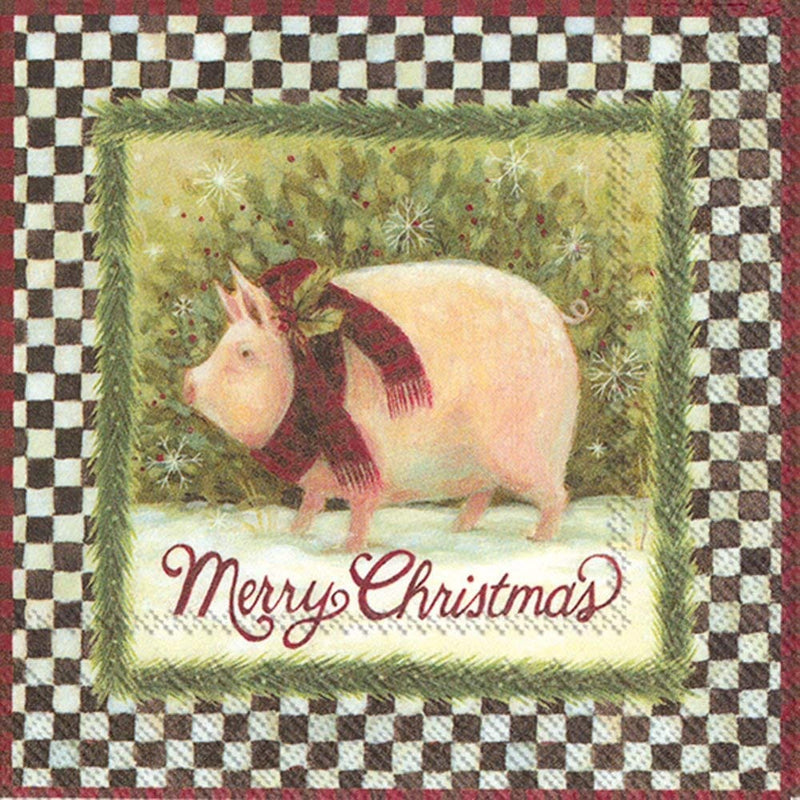Merry Christmas Pig  Cocktail Napkin - Shelburne Country Store
