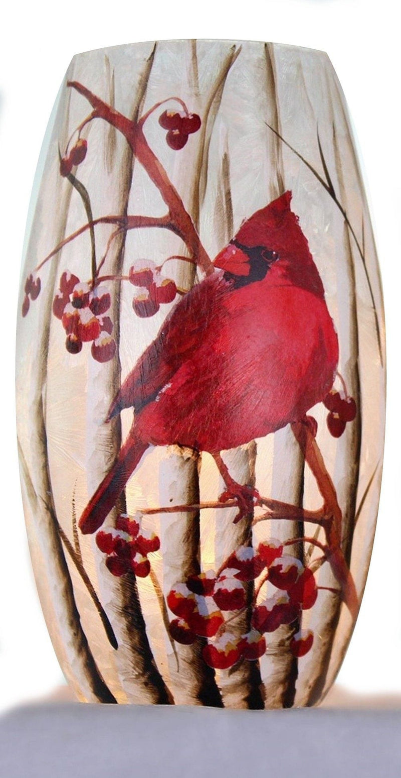 Lighted Glass Vase - Cardinal - - Shelburne Country Store