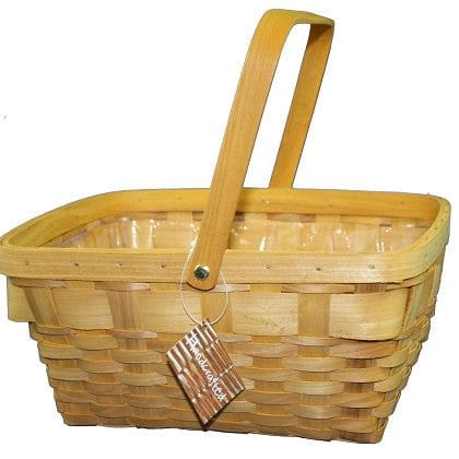 Woodchip Folding Handle Basket With Plastic Liner - - Shelburne Country Store