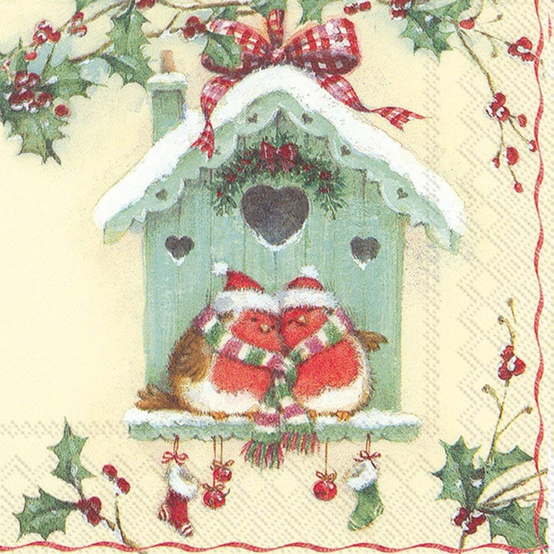 Happy Christmas Birdhouse Cocktail Napkin - Shelburne Country Store