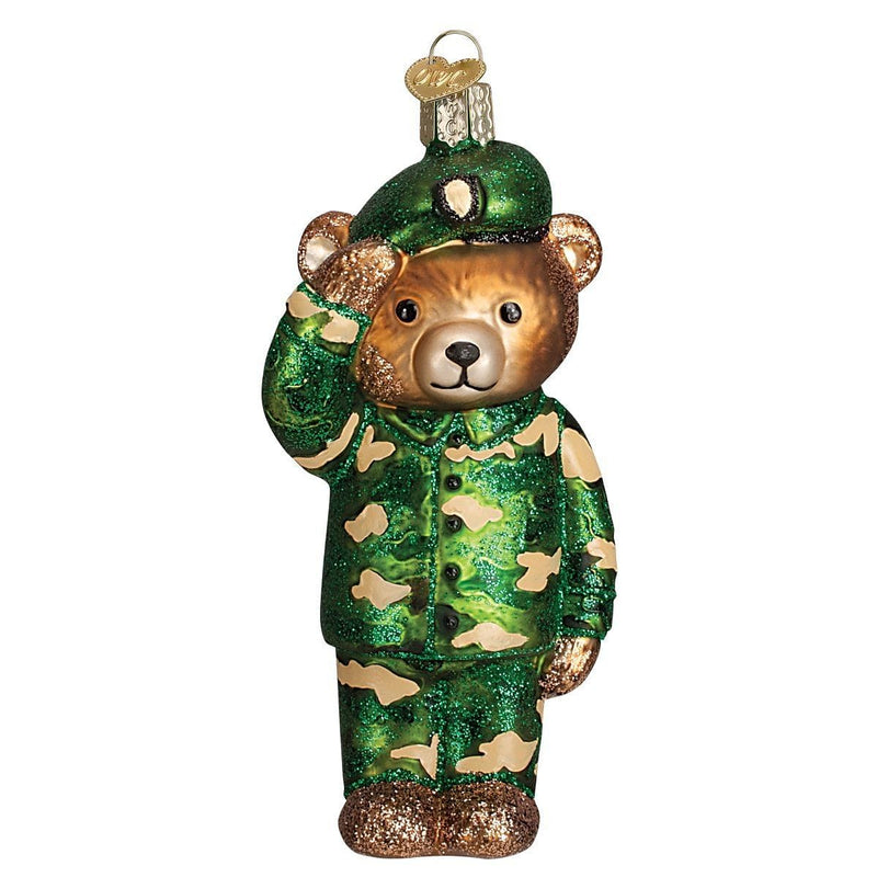 Army Bear Glass Ornament - Shelburne Country Store