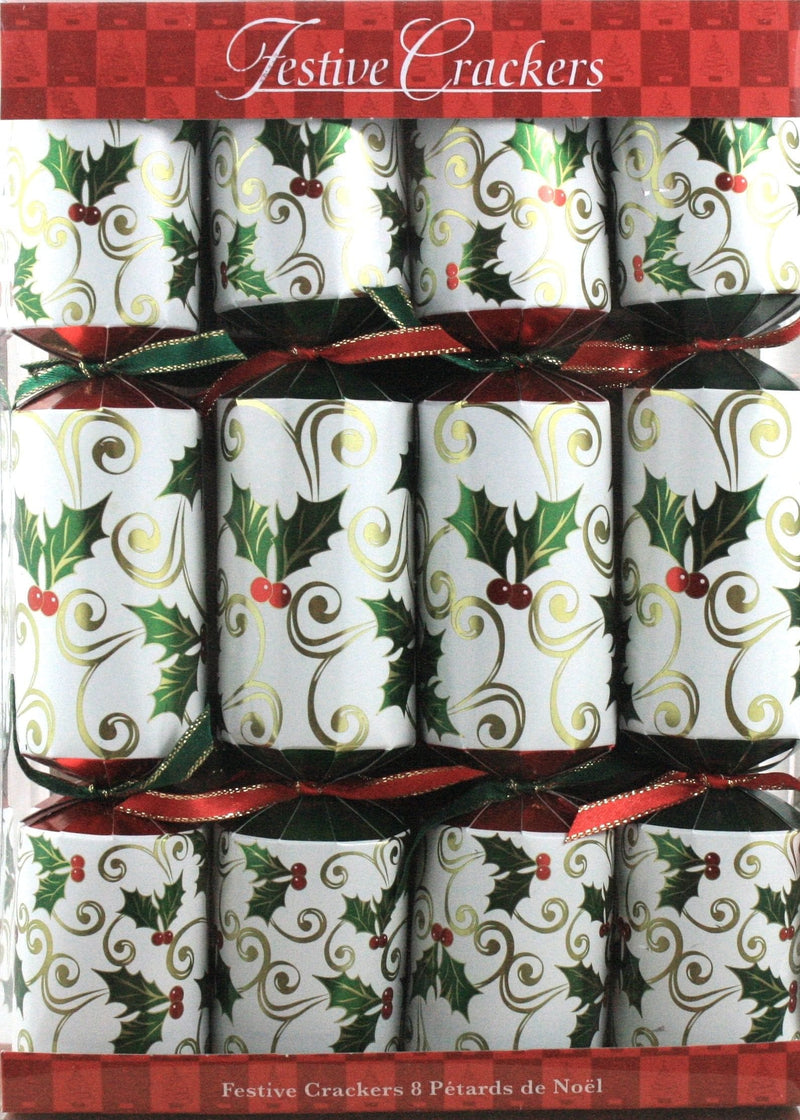 10 inch Red and Green Holly Crackers - 8 Count - Shelburne Country Store