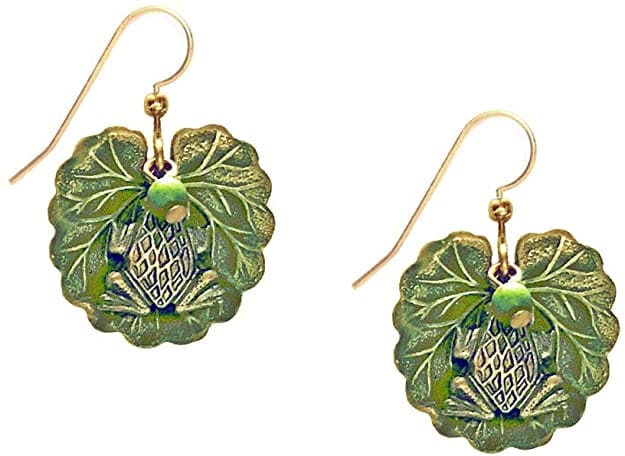 Frog on Leaf with Bead Earrings - Shelburne Country Store