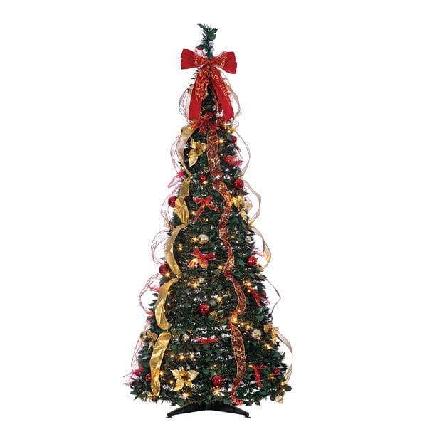 6 Foot Popup Tree with Red and Gold Decorations - Shelburne Country Store