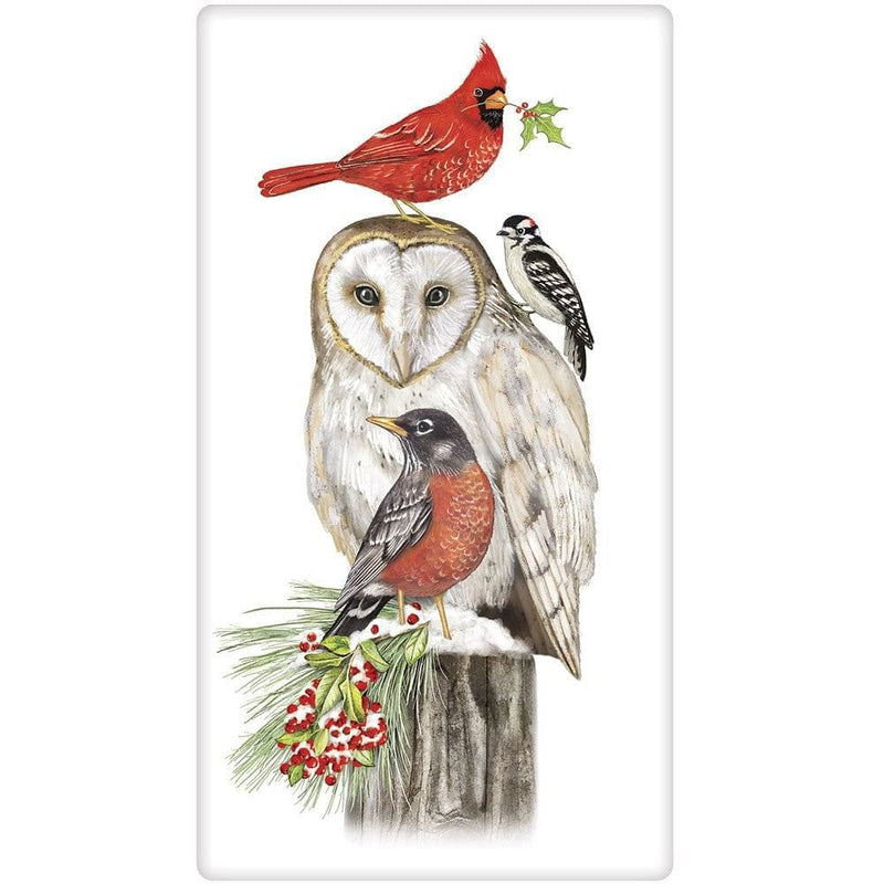 Stacked Birds Christmas  Flour Sack Towel - Shelburne Country Store