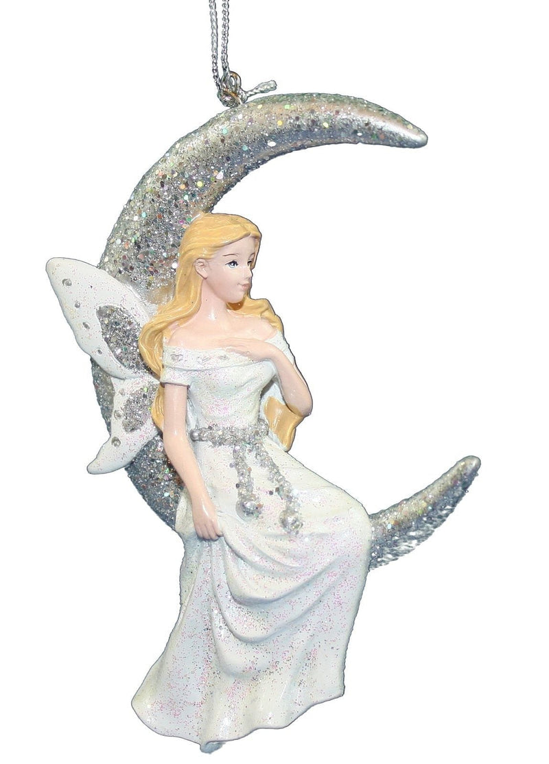 White/Silver Fairy On Moon - Brunette - Shelburne Country Store