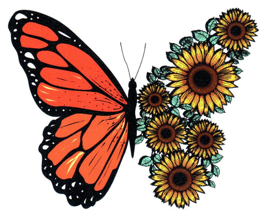 Orange Butterfly With Sunflower Wing Sticker - Shelburne Country Store