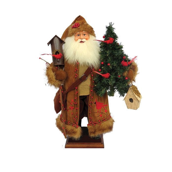 Santa With Cardinal and Berries Figurine - Shelburne Country Store