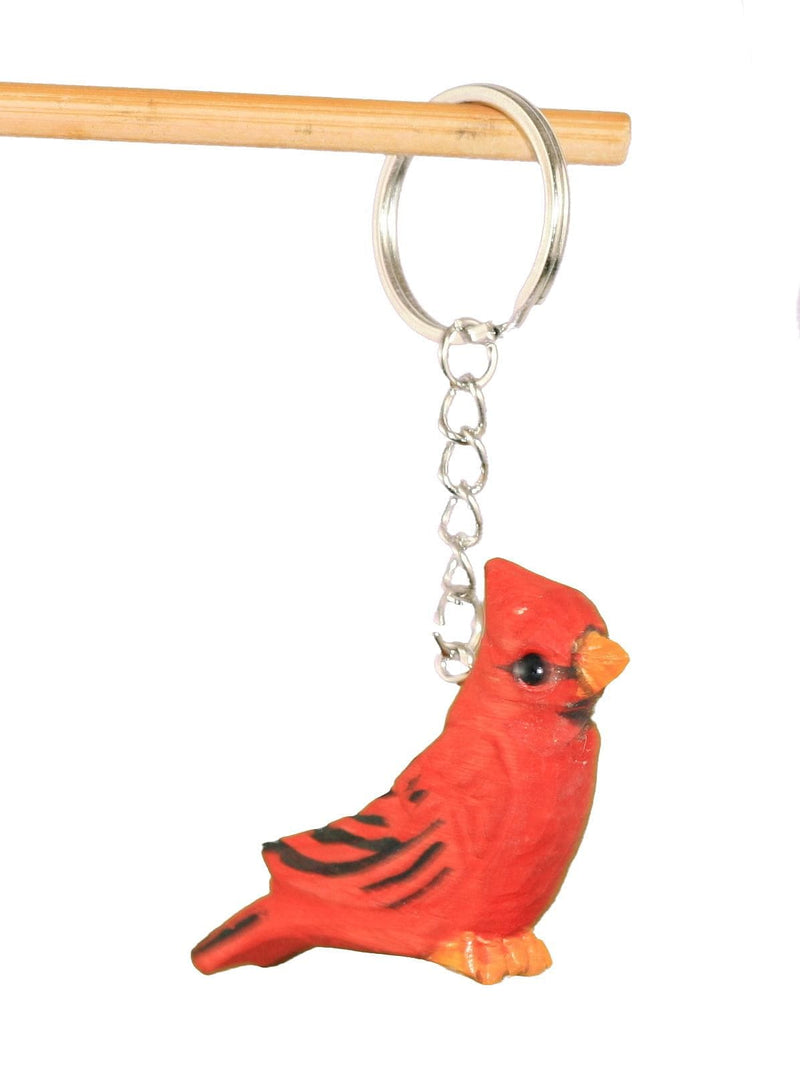 Wood Carved Cardinal Keychain - Shelburne Country Store