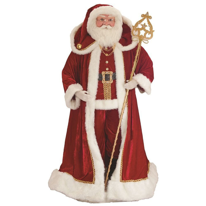 Kringle Klaus Elegant Santa With Staff - 72 Inches Tall - Shelburne Country Store