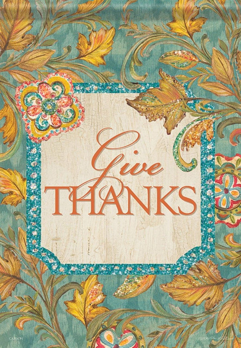 Give Thanks Thankful Leaves 28 inch X 40 inch House Flag - Carson - Fall Leaves - Shelburne Country Store
