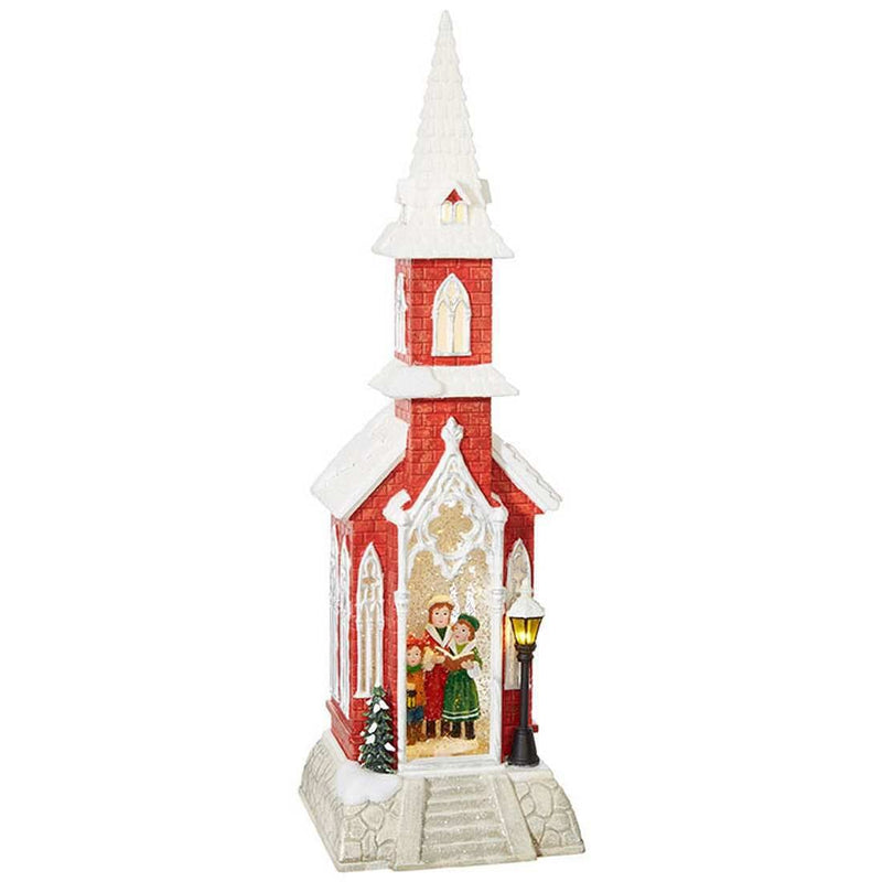 18.5 Inch Lighted Caroller Waterglobe Church - Shelburne Country Store