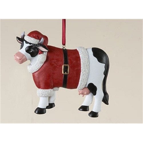 Resin Christmas Cow Ornament - Wreath - Shelburne Country Store