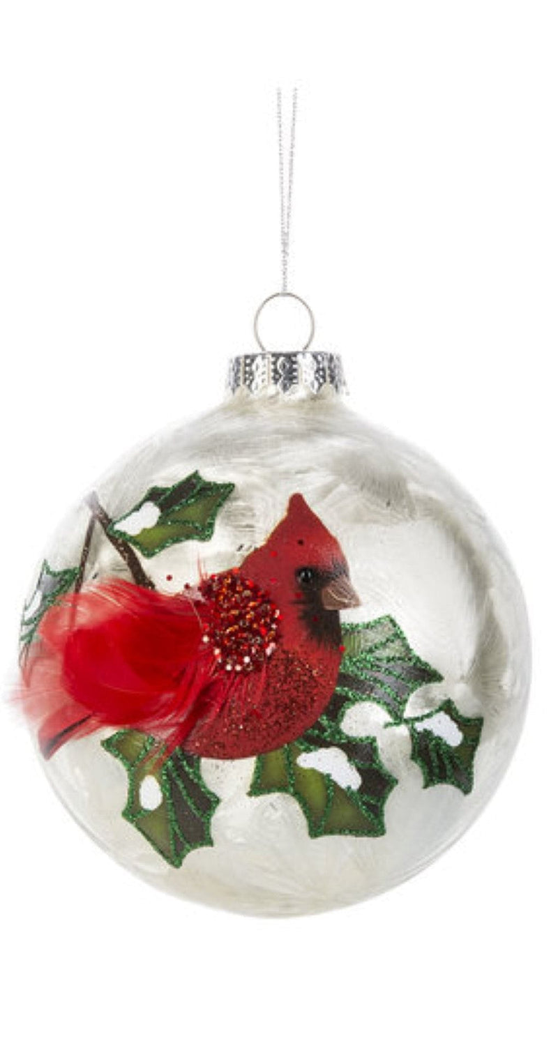 Handpainted Glass Cardinal Ornament -  Pine - Shelburne Country Store