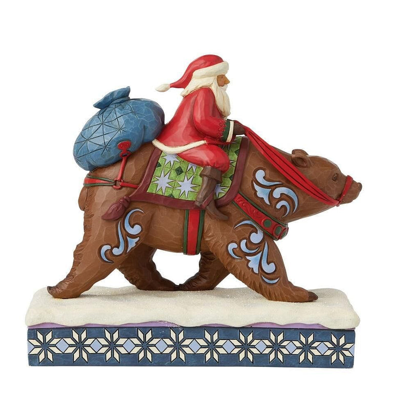 Santa Riding Brown Bear - Shelburne Country Store