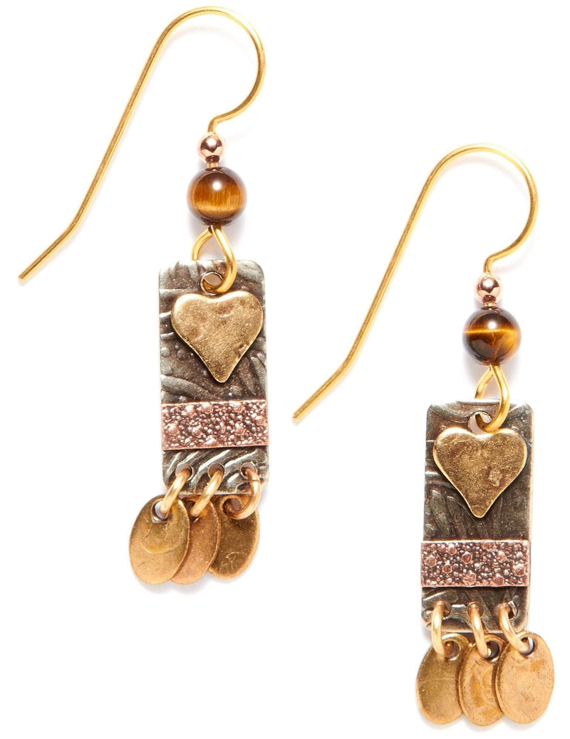 Heart On Rectangle With Oval Drop - Earring - Shelburne Country Store