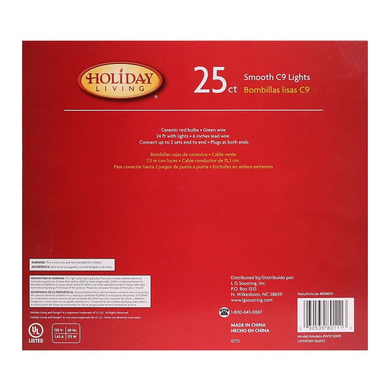 25 Ct C9 Light Set - Red - Shelburne Country Store