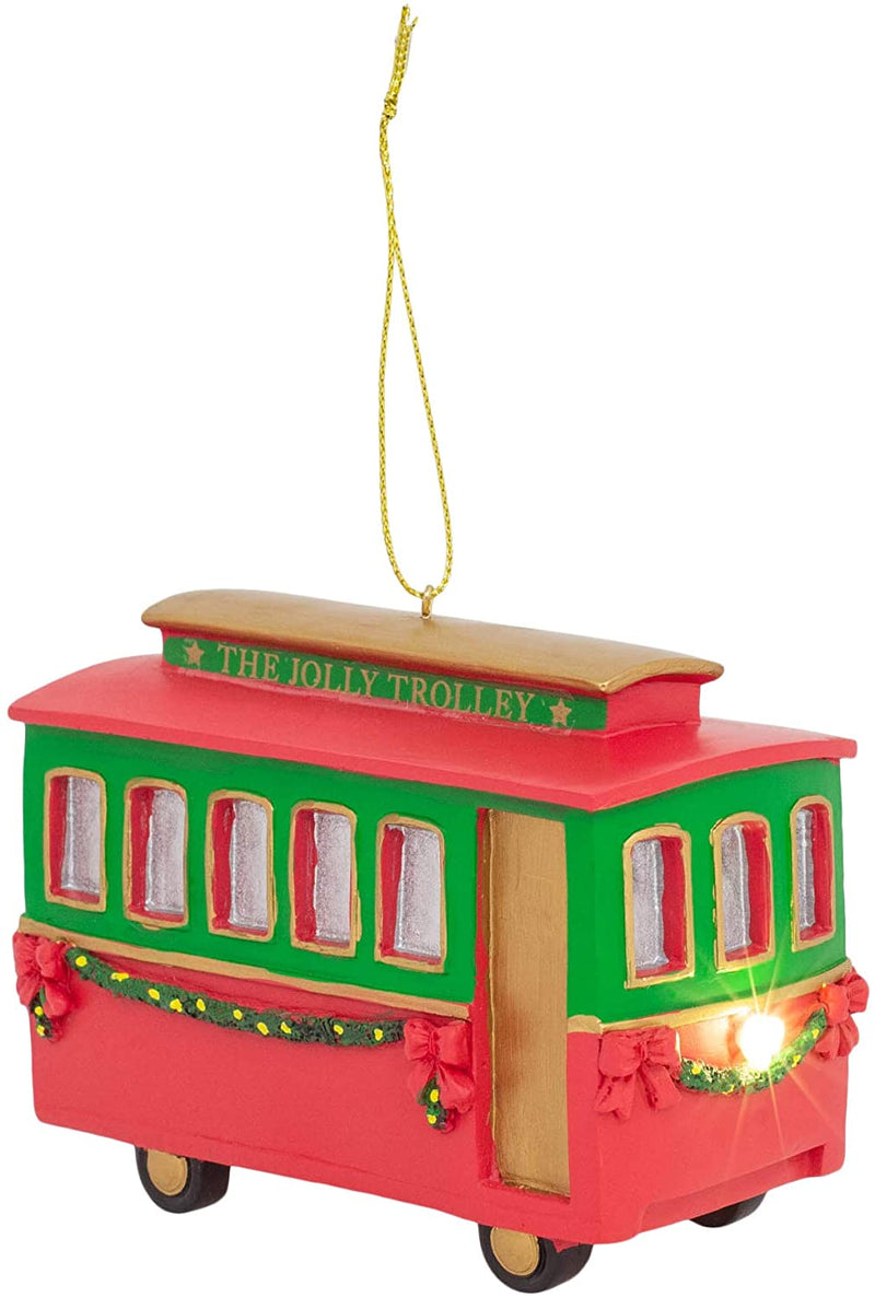 LED Trolly Ornament with Santa Bear - Shelburne Country Store