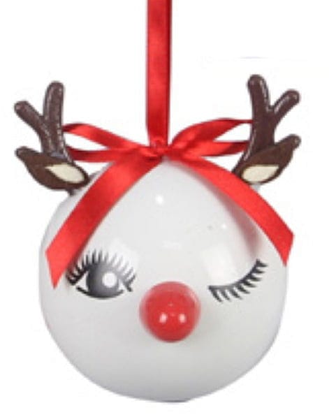 Polyfoam Deer LED Ball Ornament -  One Eye Open - Shelburne Country Store
