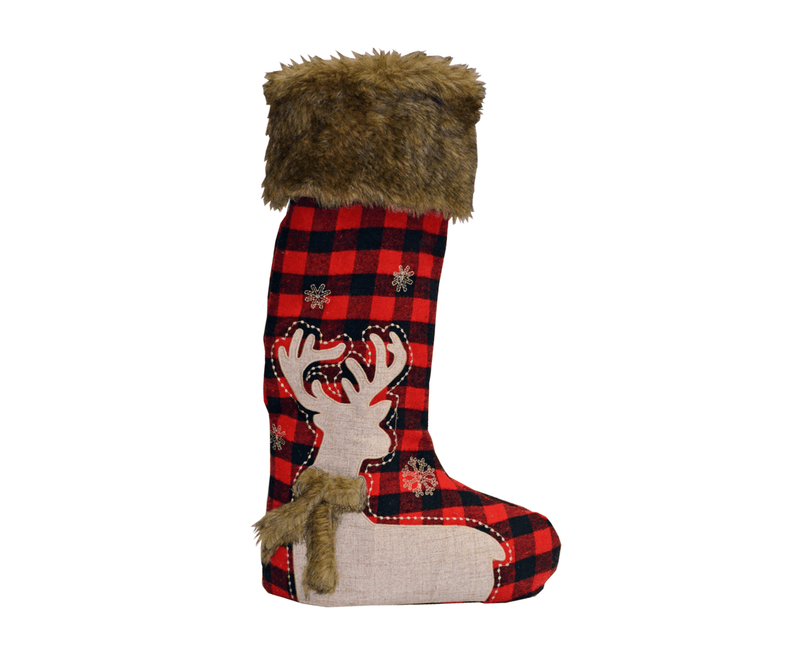 24 Inch Standing Stocking - Check the Deer - Shelburne Country Store