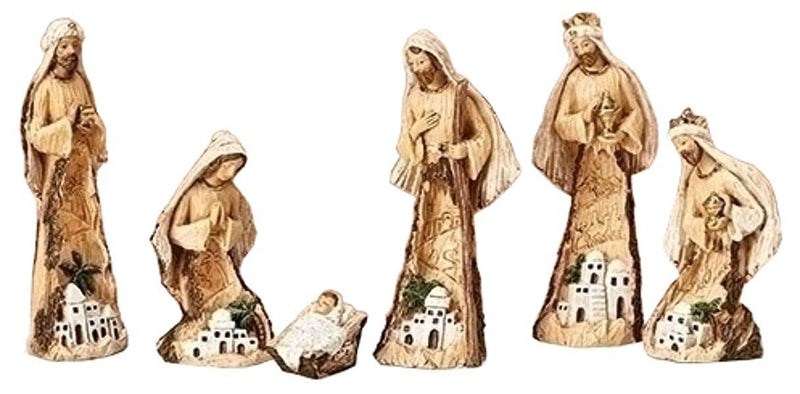 6Pc Set 7.5 Inch Holy Family with Curved Scene On Figure - Shelburne Country Store