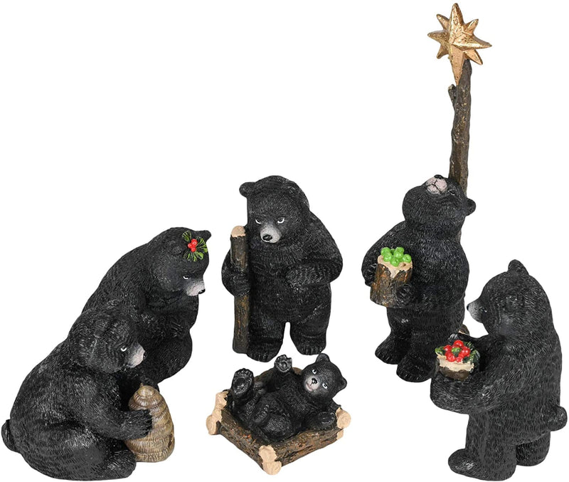 6 Piece 9.5 Inch Black Bear Nativity Set - Shelburne Country Store