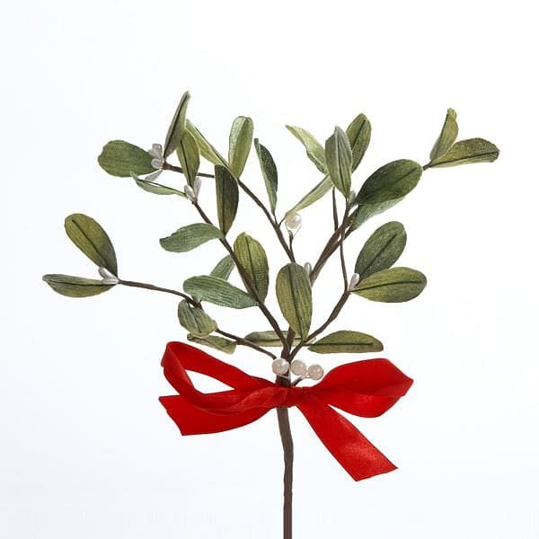 Mistletoe Pick with Red Satin Bow - Shelburne Country Store