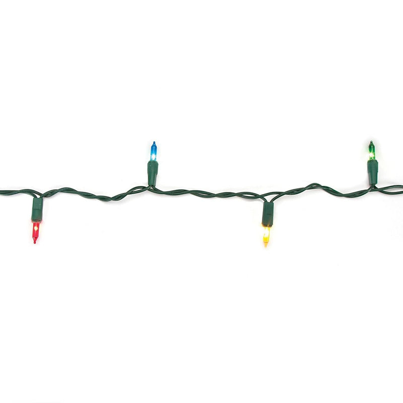 String Lights - 12 foot with 35 Lights -  Multicolor lights - Green Cord - Shelburne Country Store