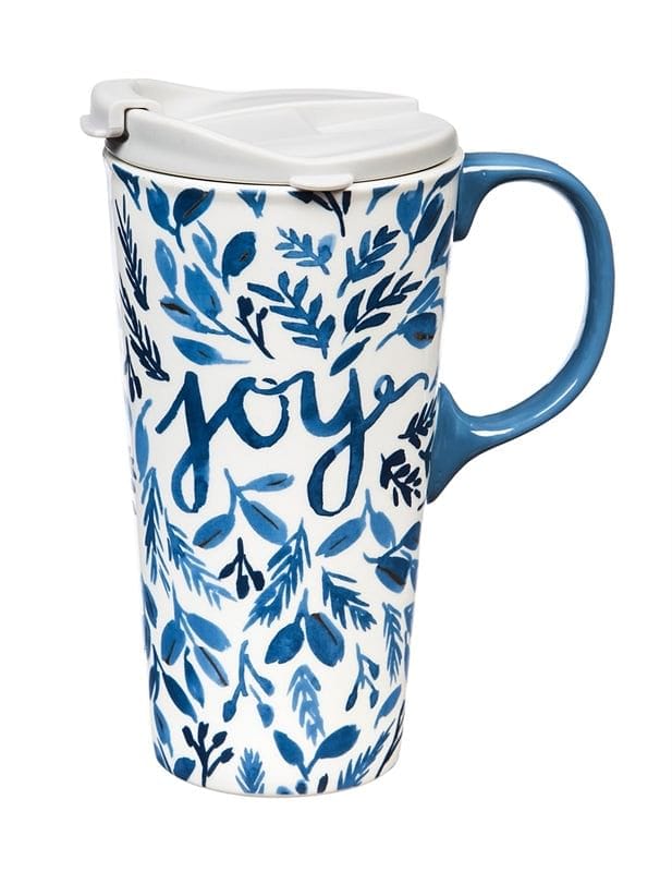 Ceramic Travel Cup with Metallic Accents, 17 oz. with Gift Box - Joy - Shelburne Country Store