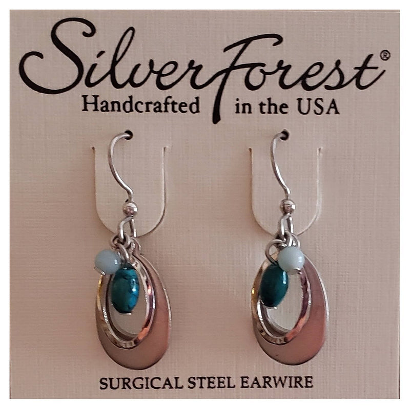 Silver Tear with Blue Bead Drop Earrings - Shelburne Country Store