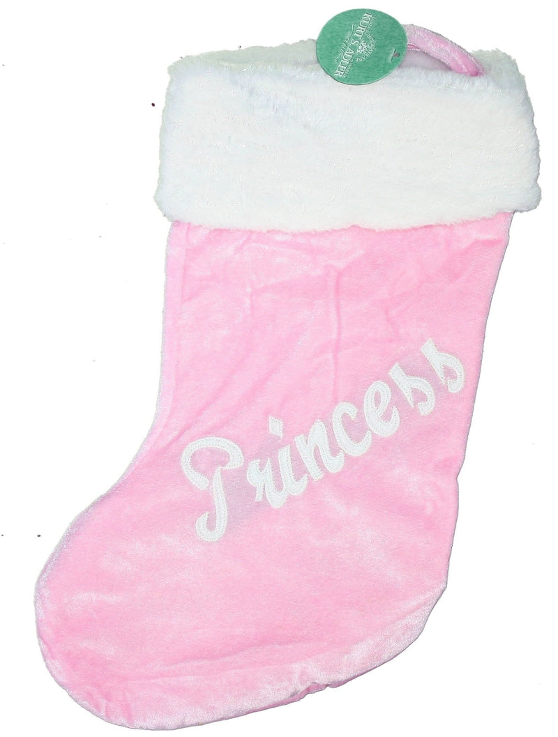 Kurt Adler 20 inch Fabric Pink Princess Stocking. - Shelburne Country Store