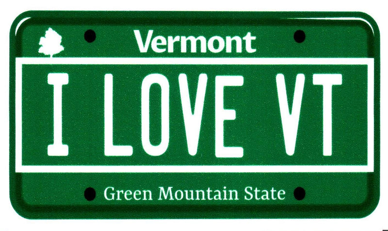 "I Love VT" License Plate Sticker - Shelburne Country Store