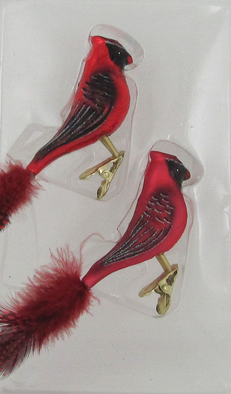 Glass Red 6” Clip-On Cardinals - 2 Pack - Shelburne Country Store