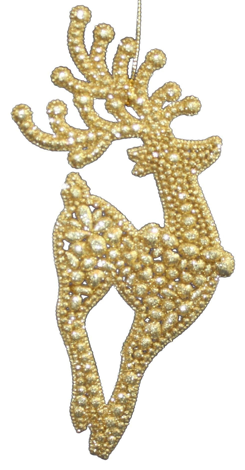 Sterling Gold Glitter Reindeer Ornament - Flying - Shelburne Country Store