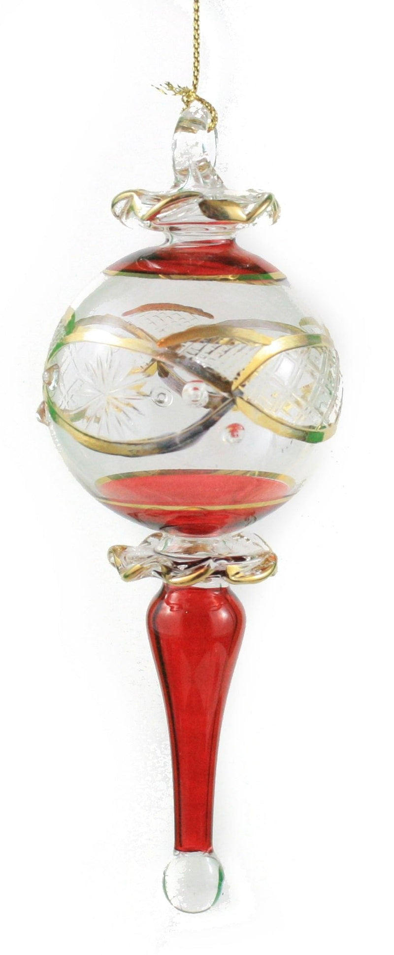 Gold Etched Ball and Spire - Christmas Red - Shelburne Country Store