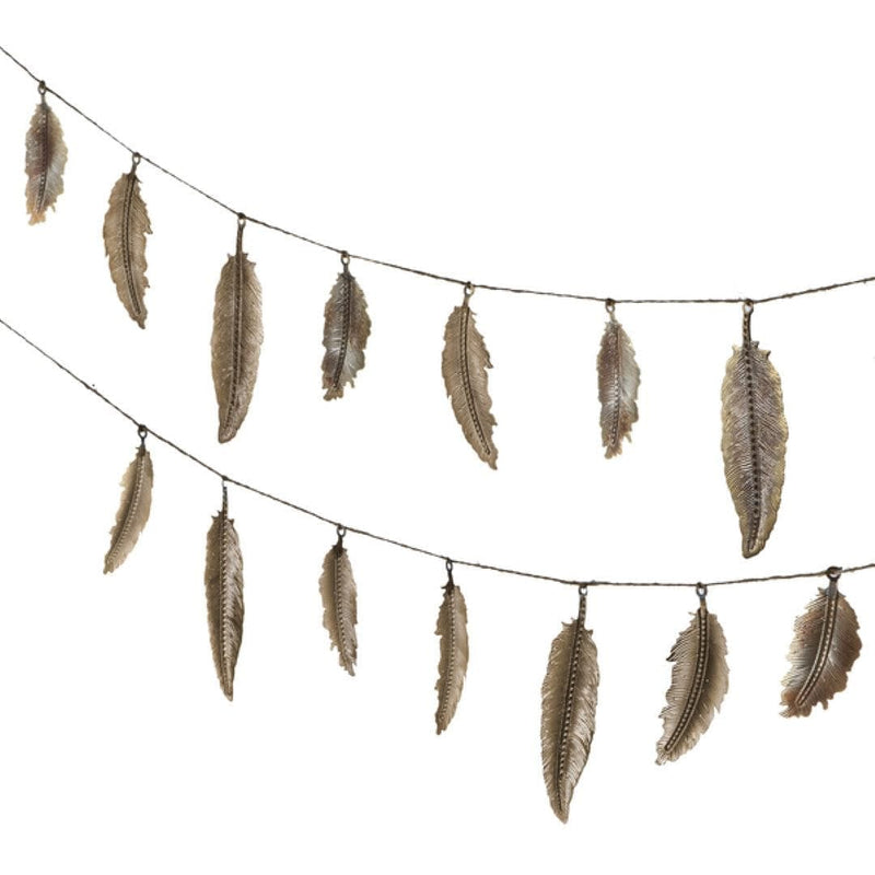 Distressed Stamped Metal Feathers 6 Foot Garland - Shelburne Country Store
