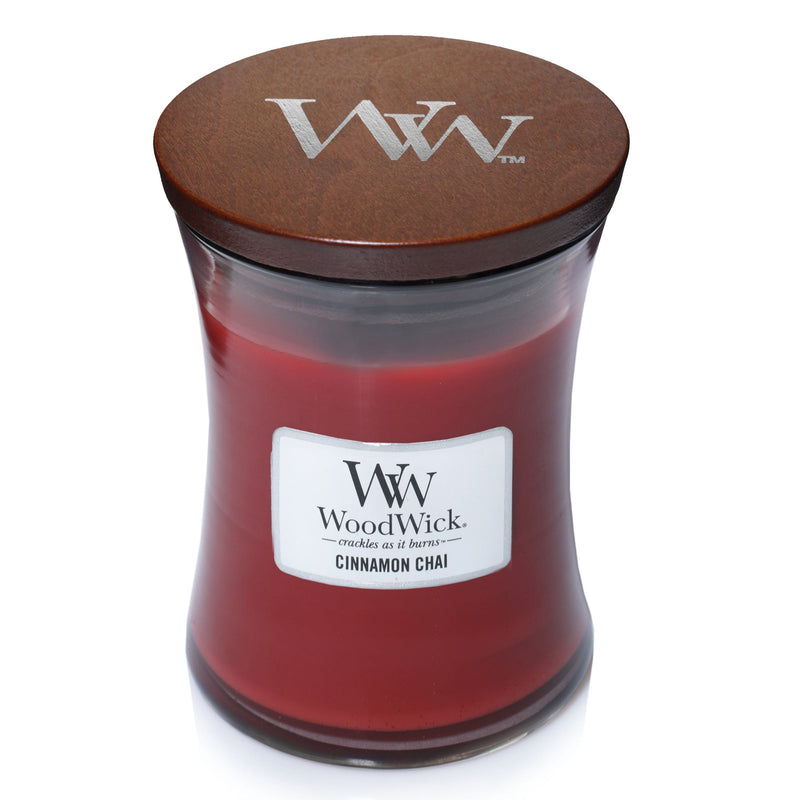 Woodwick Crackling  Medium Candle ‑ Cinnamon Chai  Scented Jar Candle - Shelburne Country Store