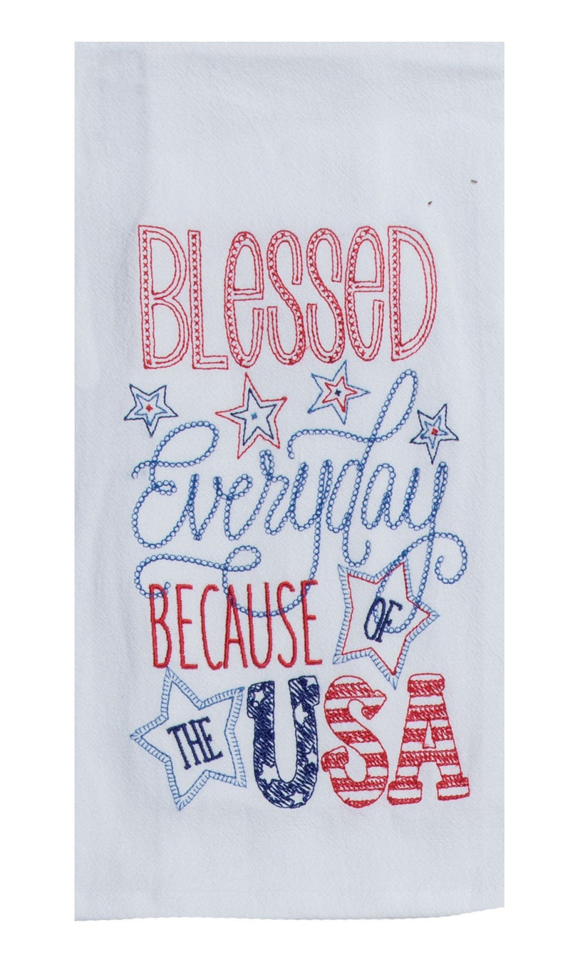 Blessed Patriotic Embroidered Flour Sack Towel - Shelburne Country Store