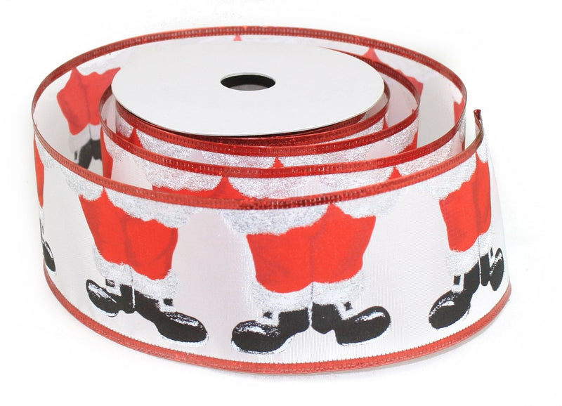 Red Santa Wire Ribbon 2.5 Inch x 25 Feet - - Shelburne Country Store